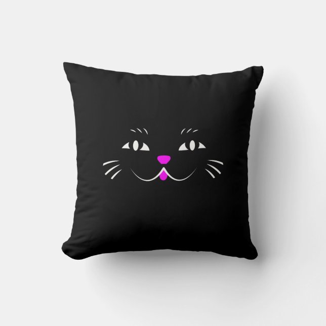 Coussin Chat noir vous observant (Recto)