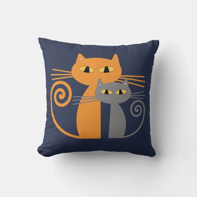 Coussin Chat orange, chat gris (Recto)