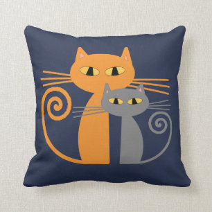 Coussin Chat orange, chat gris