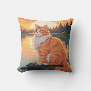 Coussin Chat orange par lac