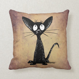 Coussin Chat oriental noir drôle de Shorthair sur Tan