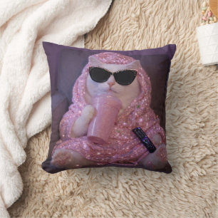 Coussin    Chat paresseux glamour avec lunettes de soleil 