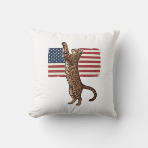 Coussin Chat patriotique Drapeau américain Design vectorie