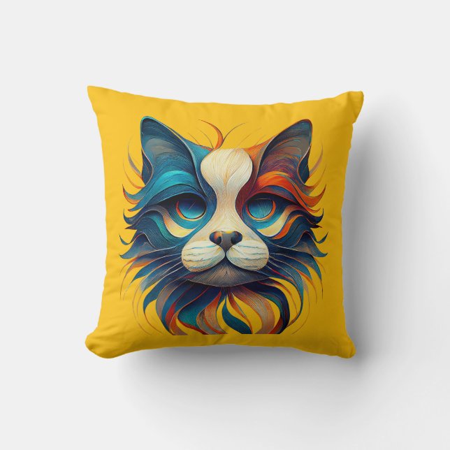 Coussin Chat patriotique rouge blanc et bleu (Recto)