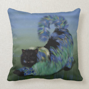 Coussin Chat pelucheux noir confortable de Lillie