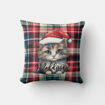 Chat Père Noël Plaid De Noël Avec Nom