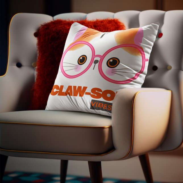 Coussin Chat personnalisable aux vibes incroyables (Créateur téléchargé)