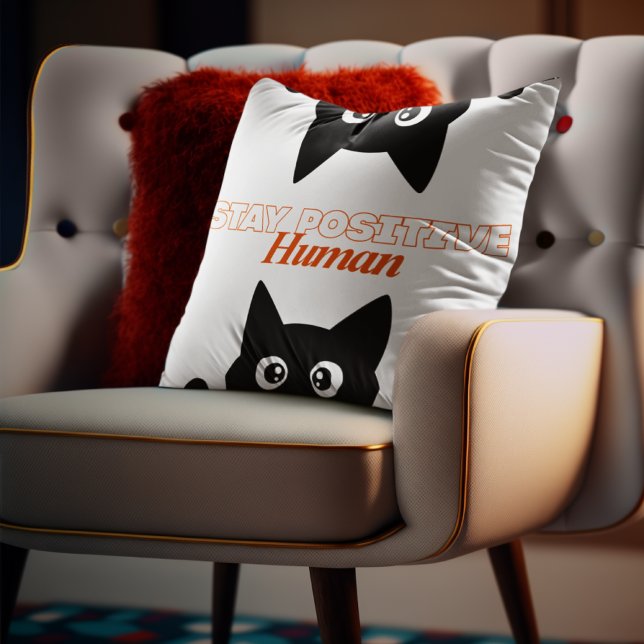 Coussin Chat personnalisable pour rester positif humain ch (Créateur téléchargé)