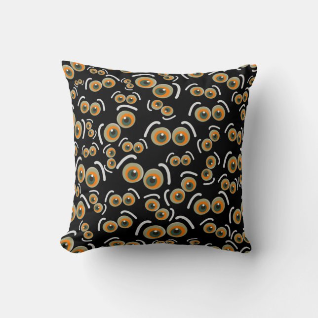 Coussin Chat Peureux Halloween Yeux de Chauve-Souris (Recto)
