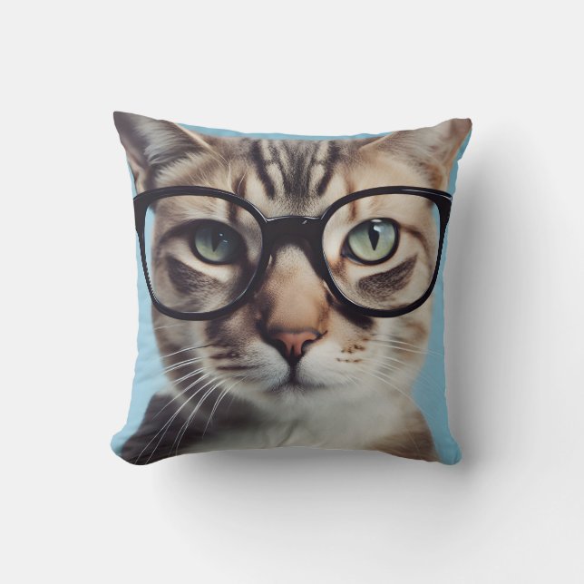 Coussin Chat Portant des lunettes (Recto)