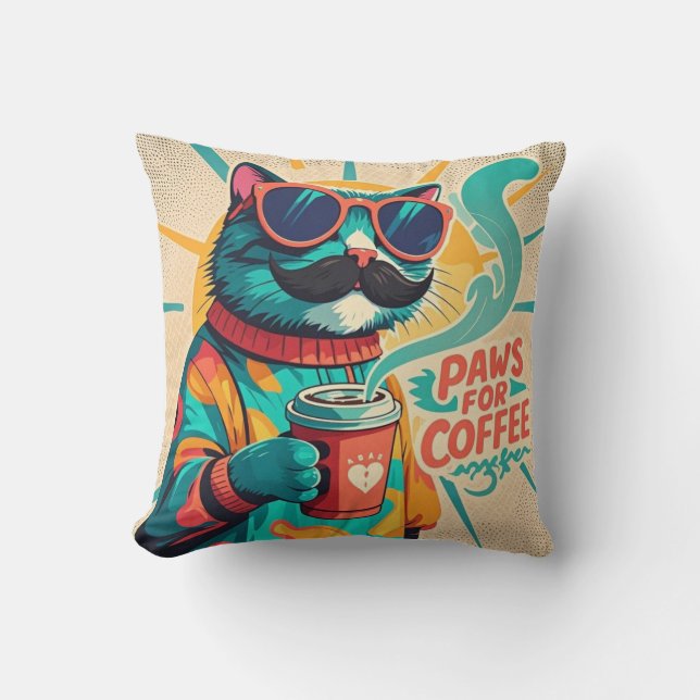 Coussin Chat portant des lunettes de soleil surdimensionné (Recto)