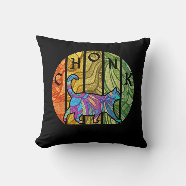 Coussin Chat psychédélique - Trippy Feline Art (Recto)