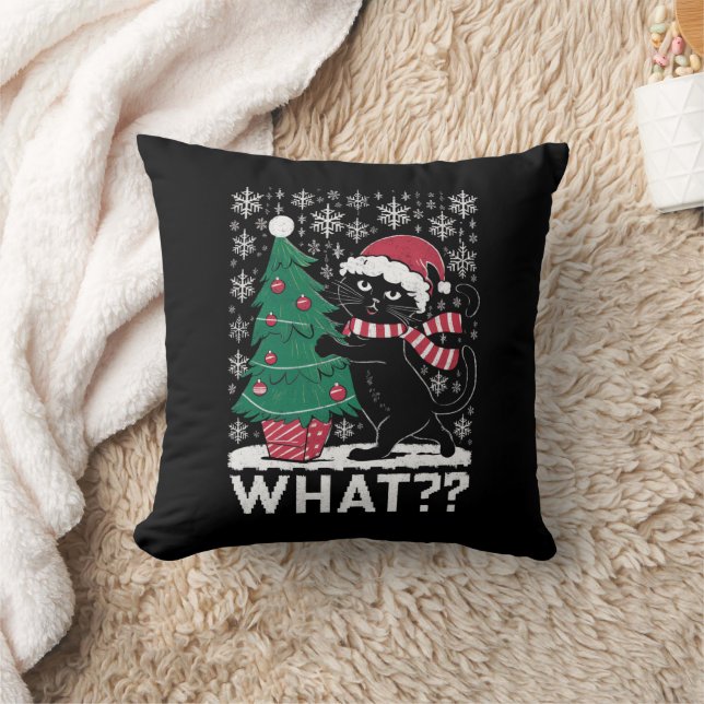 Coussin Chat Quel Drôle De Chat Noir Poussant L'arbre De N (Couverture)