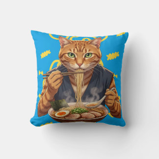 Coussin Chat Ramen Esthétique – Graphisme Pop Art Japonais