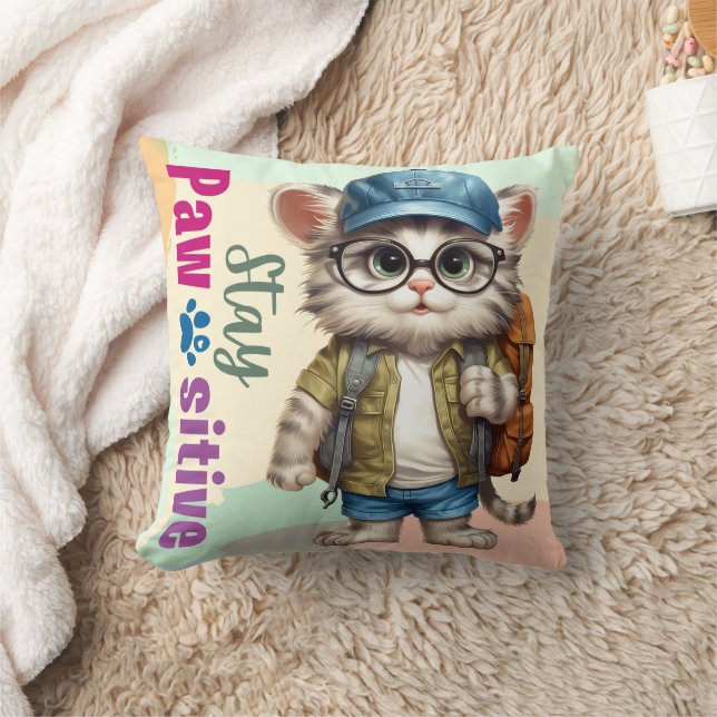 Coussin Chat Reste Positif Avec Sac à Dos (Couverture)