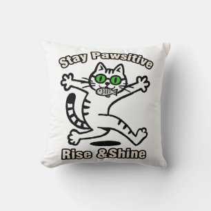 Coussin Chat Restez Positif