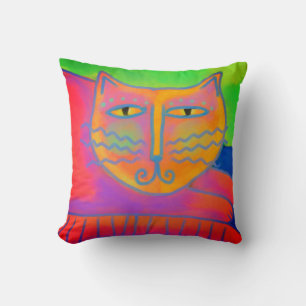 Coussin Chat rose chaud Art Abstrait