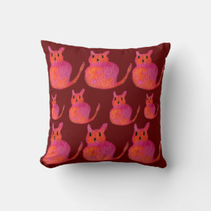 Coussin Chat rose funky chaton mignonette