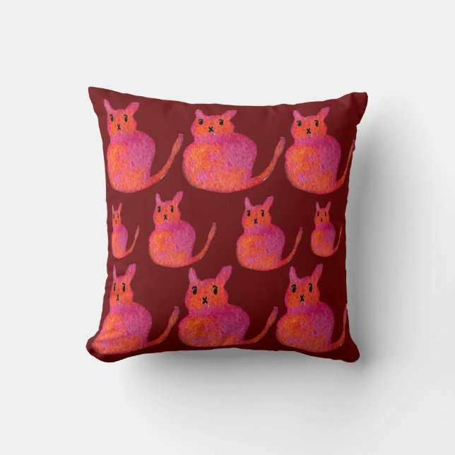 Coussin Chat rose funky mignon minou (Recto)