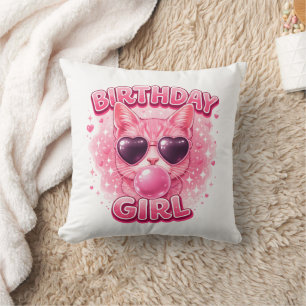Coussin Chat Rose Mignon Lunettes de Soleil en Forme de Co
