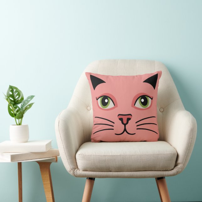 Coussin Chat Rose Rétro (Chaise)