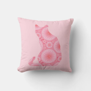 Coussin Chat " Roues de Lumière " - rose corail