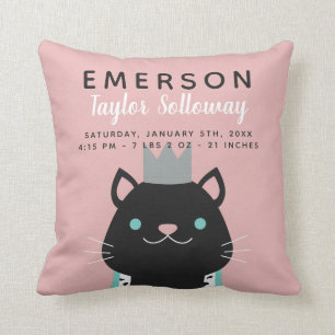 Coussin Chat royal avec la stat de naissance de couronne