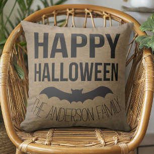Coussin Chat Rustique Halloween Happy Personnalisé