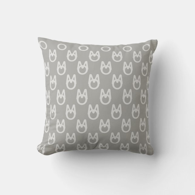 Coussin Chat sauvage élégant argenté sur gris (Recto)
