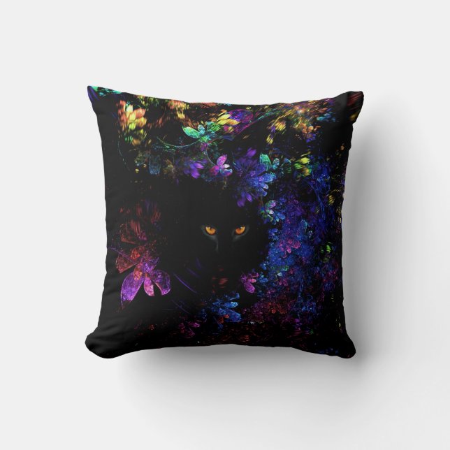 Coussin Chat se cachant en fleurs (Recto)
