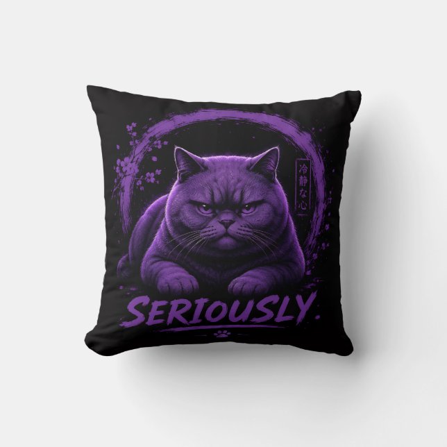 Coussin Chat Sérieusement (Recto)