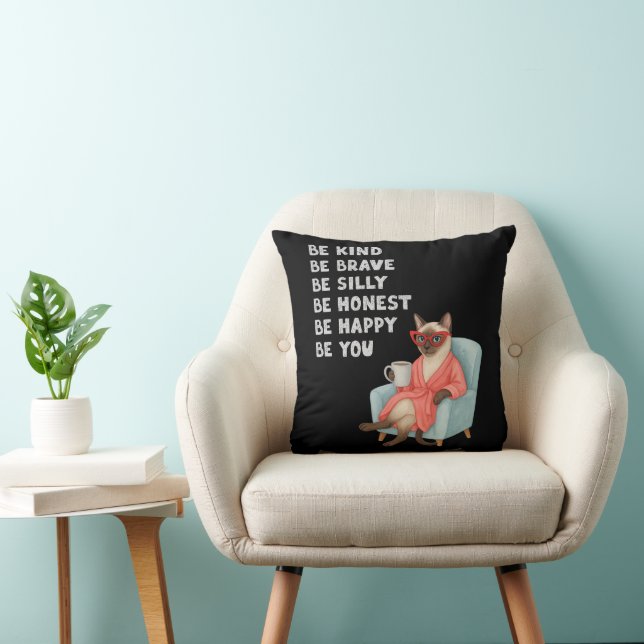 Coussin Chat siamois pour les amateurs de café (Chaise)