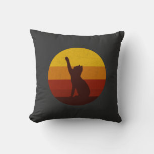 Coussin Chat silhouette rétro coucher de soleil Ça esthé