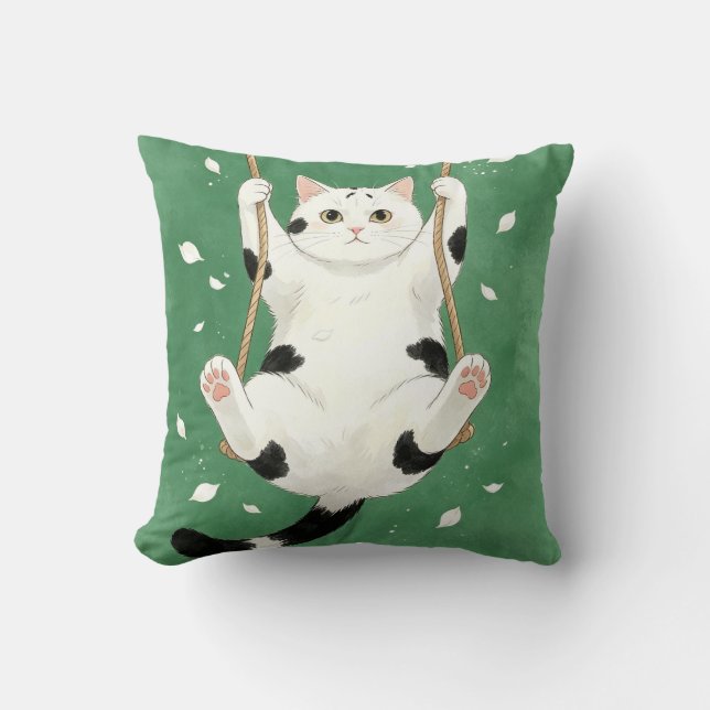 Coussin Chat Smoking sur une balançoire Amateur de chat (Recto)