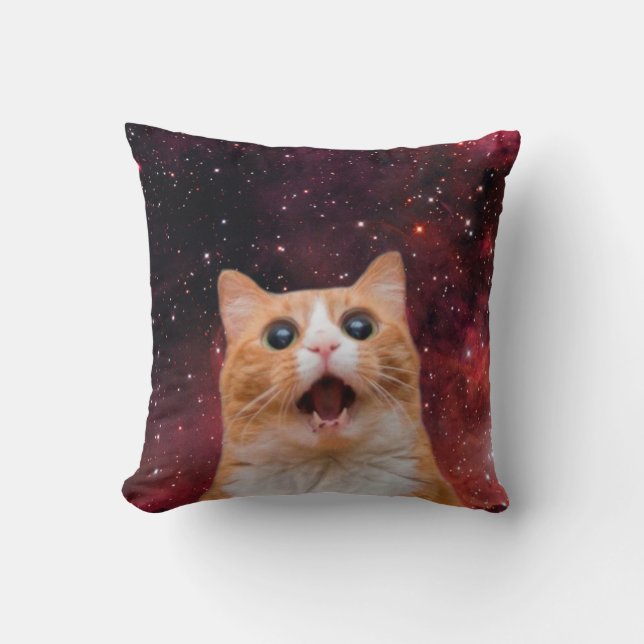Coussin Chat spatial étonné (Recto)
