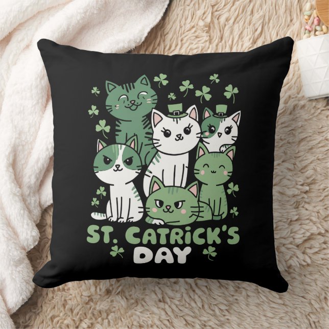 Coussin Chat St Patrick's Day Drôle Catrick's Day (Couverture)