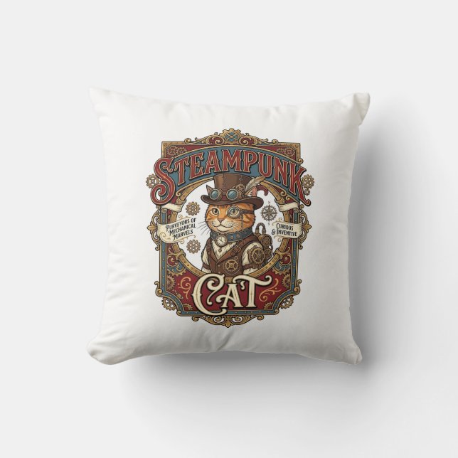 Coussin Chat Steampunk Steampunk Chat Vintage (Recto)