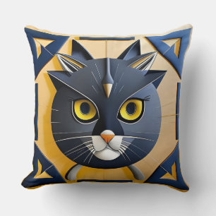 Coussin Chat stylisé géométrique abstrait