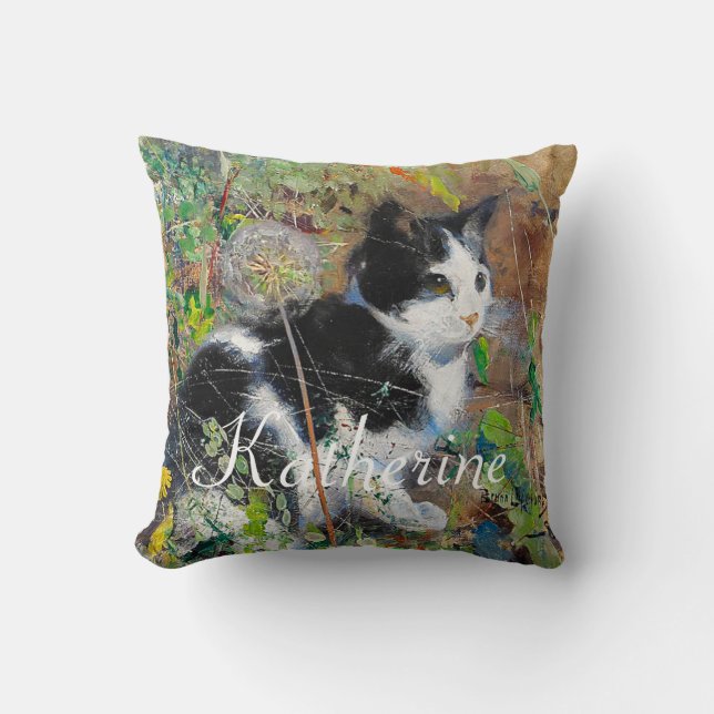 Coussin Chat sur Flowbed (Recto)
