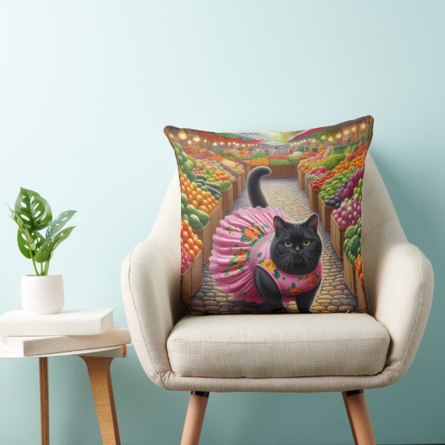 Coussin Chat sur le marché aux fruits  (Chaise)