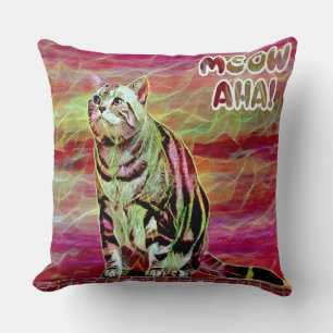 Coussin Chat tigré argenté