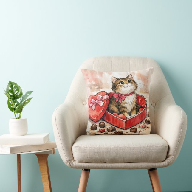 Coussin Chat Tigre Dans Une Boîte De Bonbons En Forme De C (Chaise)