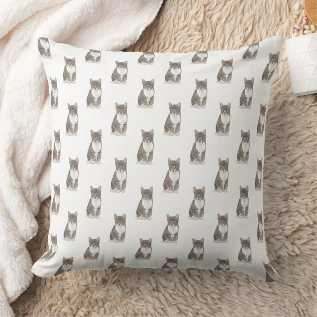 Coussin Chat tigré (gris) (Couverture)