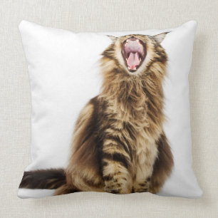 Coussin Chat tigré principal classique Brown de ragondin