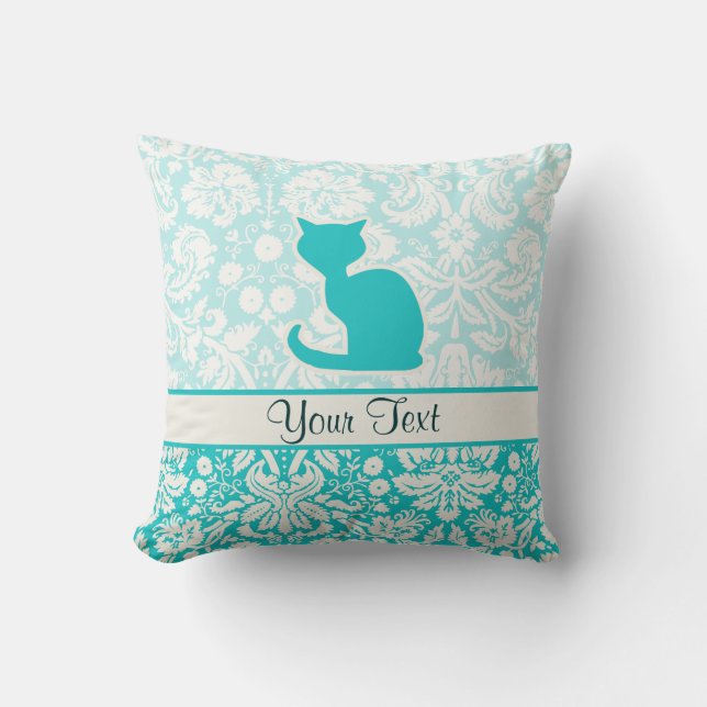 Coussin Chat turquoise (Recto)