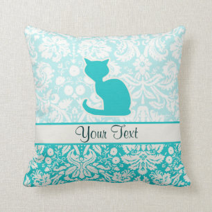 Coussin Chat turquoise