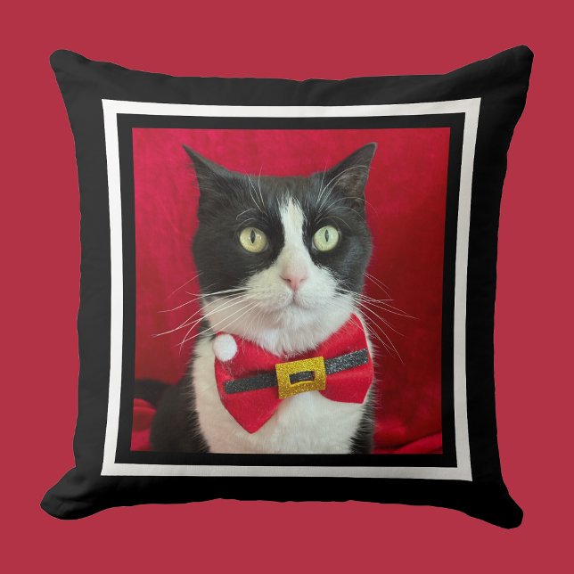 Coussin Chat Tuxedo de Noël Adorable (Créateur téléchargé)