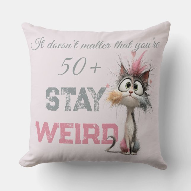Coussin Chat vieillissant drôle de 50 ans et plus (Recto)