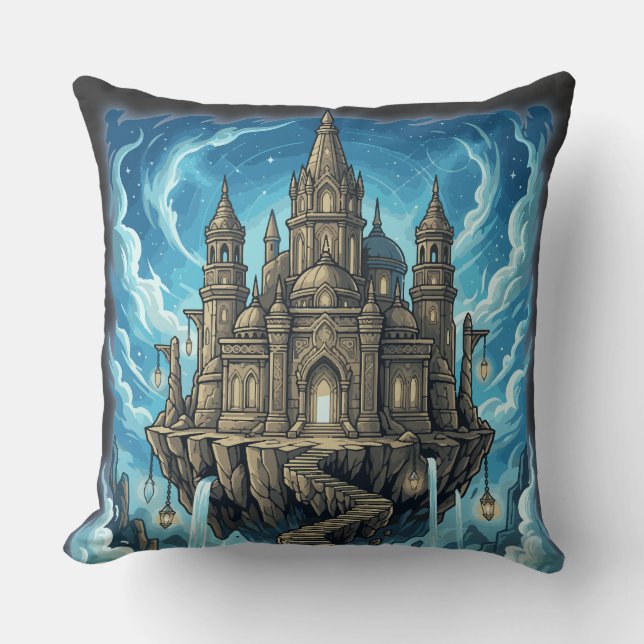 Coussin Château Céleste Magique Flottant Dans Les Nuages (Recto)