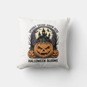 Coussin Château de citrouille d'Halloween Vintage T-shirt 